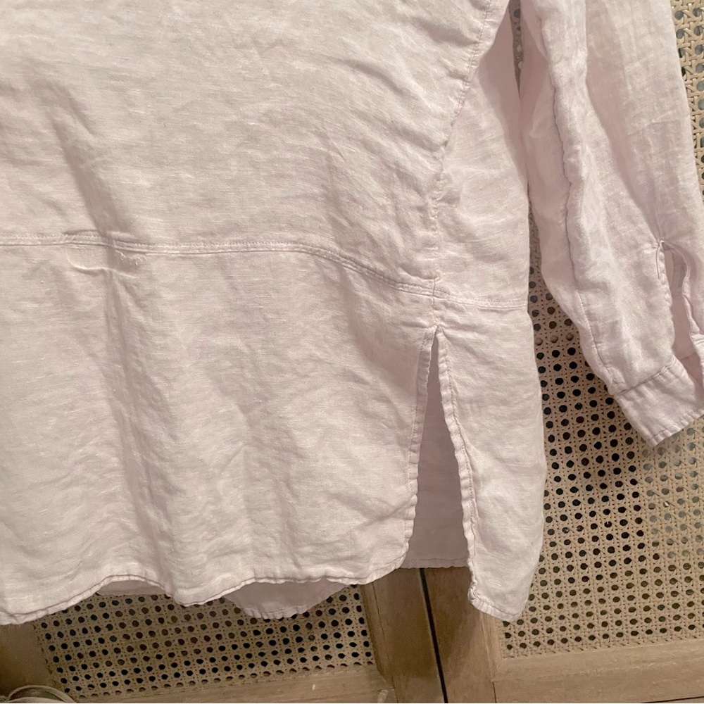 Tahari Light Pink Linen Button-Up Tunic - Picture 6 of 11